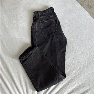 The dad high rise curve love Abercrombie black distressed jeans